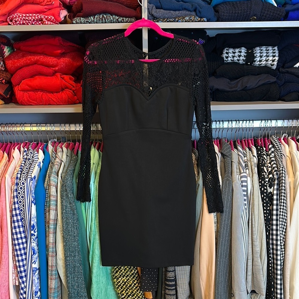 Adalyn Rae black lace adorned long sleeve dress size S NWT